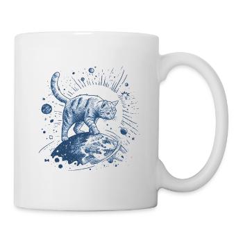 Blue Space Tiger - Cat Walking in Space - Mug - white - Right