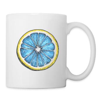 Blue Lemon Cut Art - Pop Art Motif - Mug - white - Right