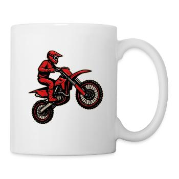 Rotes Motocross mit Fahrer - Tasse - Weiß - Rechts