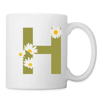 Buchstabe h grüne Gänseblümchen - Tasse - Weiß - Rechts