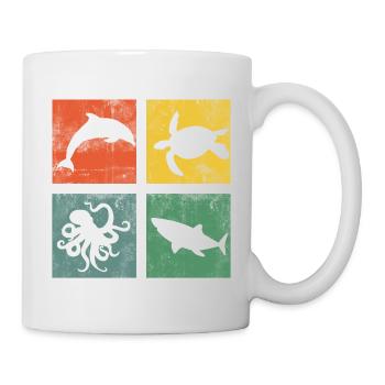 Meerestiere Ozean Delfin Schildkröte Oktopus - Tasse - Weiß - Rechts