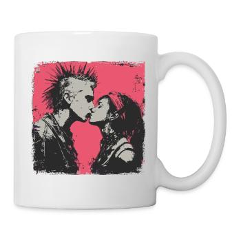 Punk Love – Kissing Moment in Rebel Style - Mug - white - Right