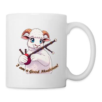 Schaf Musiker Dudelsack Karikatur - Tasse - Weiß - Rechts
