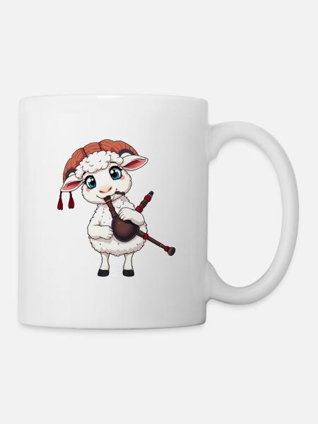Musikerlamm mit Dudelsack - Tasse - Weiß