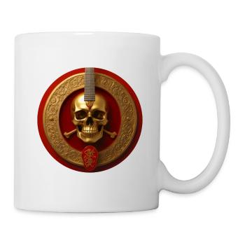 Goldener Totenkopf und roter Kreis Gitarre - Tasse - Weiß - Rechts
