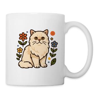 Perserkatze in floraler Pracht - Tasse - Weiß - Rechts