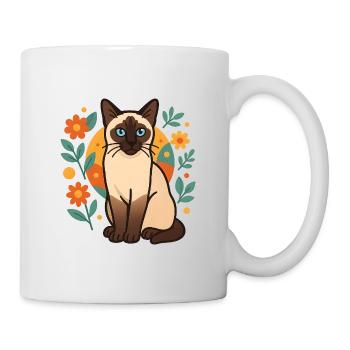 Siamkatze Blume Designs - Tasse - Weiß - Rechts