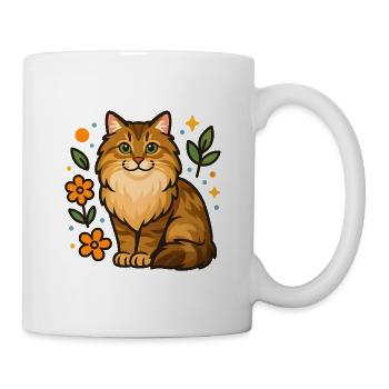 Siberian cat among flower illustration - Mug - white - Right