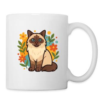 Ragdoll Cat with Flower Circle - Mug - white - Right
