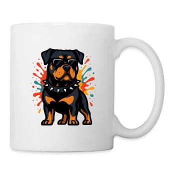 Rottweiler dog with color explosion - Mug - white - Right