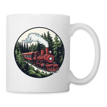 Dampflok im Wald - Tasse - Weiß - Rechts