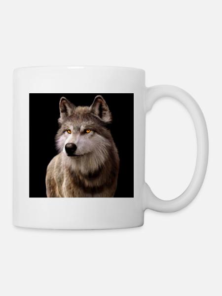 Wolf's Gaze Amber in the Dark - Mug - white
