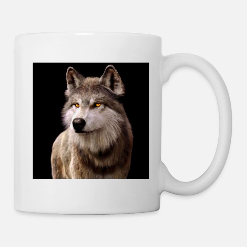 Wolf's Gaze Amber in the Dark - Mug - white
