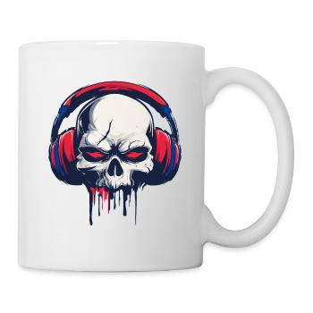 Headphone Skull – Für Musikfans mit dunklem Stil - Tasse - Weiß - Rechts