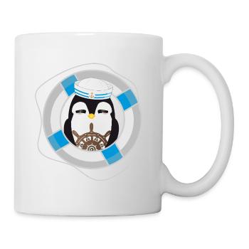 Capitaine pingouin – Motif marin maritime - Mug blanc - blanc - Droite