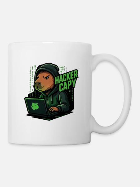 Hacker Capy – Cyber Capybara Tech - Mug blanc - blanc