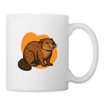 Beaver in orange background - Mug - white - Right