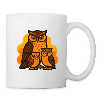 Eule mit seiner Familie - Tasse - Weiß - Rechts