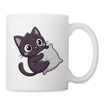 Kawaii kitten cuddly on pillow - Mug - white - Right
