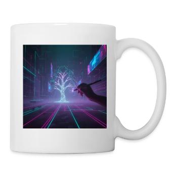 Cyberpunk Tree Drawing - Mug - white - Right