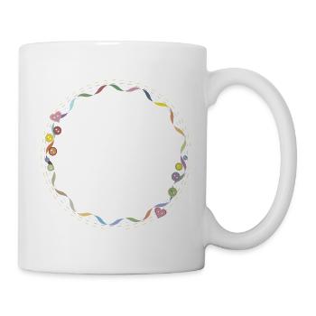 Gestickter Rahmen – Kreatives Handarbeitsmotiv - Tasse - Weiß - Rechts