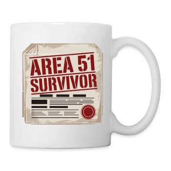 Lustiges Area 51 Überlebendes Alien UFO - Tasse - Weiß - Rechts