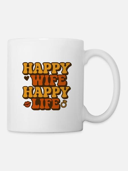 Happy Wife Happy Life Retro - Tasse - Weiß