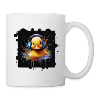 Music Rubber Duck - Motif d’animal amusant avec casque - Mug blanc - blanc - Droite