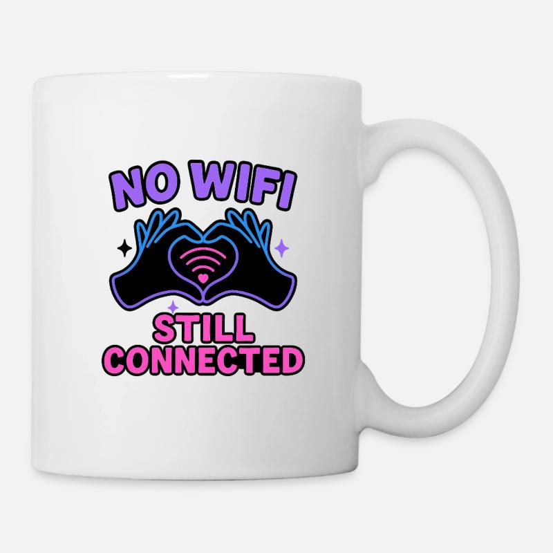 Toujours connecté, pas de WiFi - Mug blanc - blanc