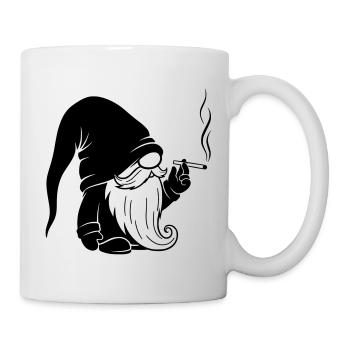 Pfeife rauchender Wichtel Cartoon - Tasse - Weiß - Rechts