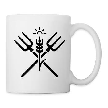 landwirtschaft bauer mistgabel logo - Tasse - Weiß - Rechts