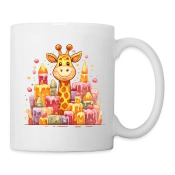 Girafe colorée devant des châteaux de bougies - Mug blanc - blanc - Droite