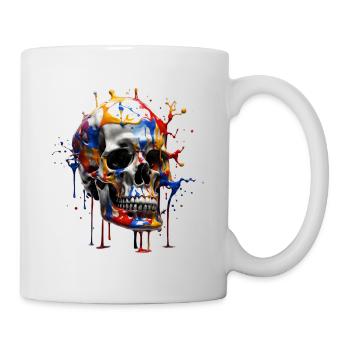 Schädel mit Spritzern bemalt - Tasse - Weiß - Rechts