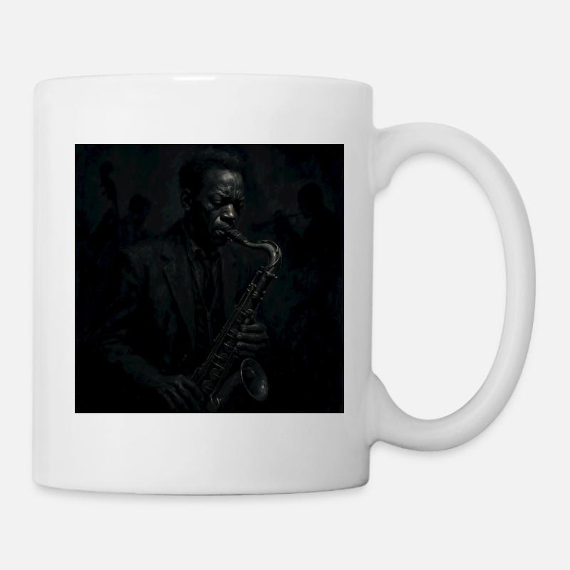 Saxophone nocturne en noir profond - Mug blanc - blanc