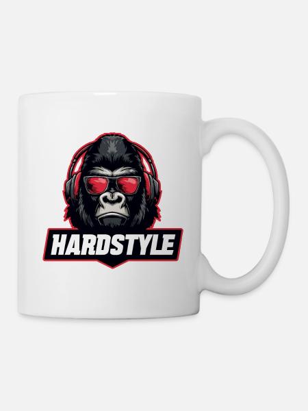 Hardstyle Gorilla – Musik Design mit Kopfhörern - Tasse - Weiß