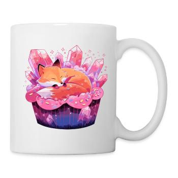 Schlafender Fuchs im Kristallkuchen - Tasse - Weiß - Rechts
