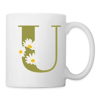 Grüne Gänseblümchen u Buchstabe - Tasse - Weiß - Rechts