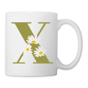 Buchstabe x Grüne Gänseblümchen - Tasse - Weiß - Rechts