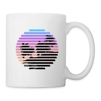 Tropical Sunset Striped Palm Silhouette - Mug - white - Right