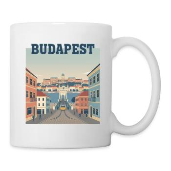 Ville des affiches de voyage vintage de la rivière Tram de Budapest - Mug blanc - blanc - Droite
