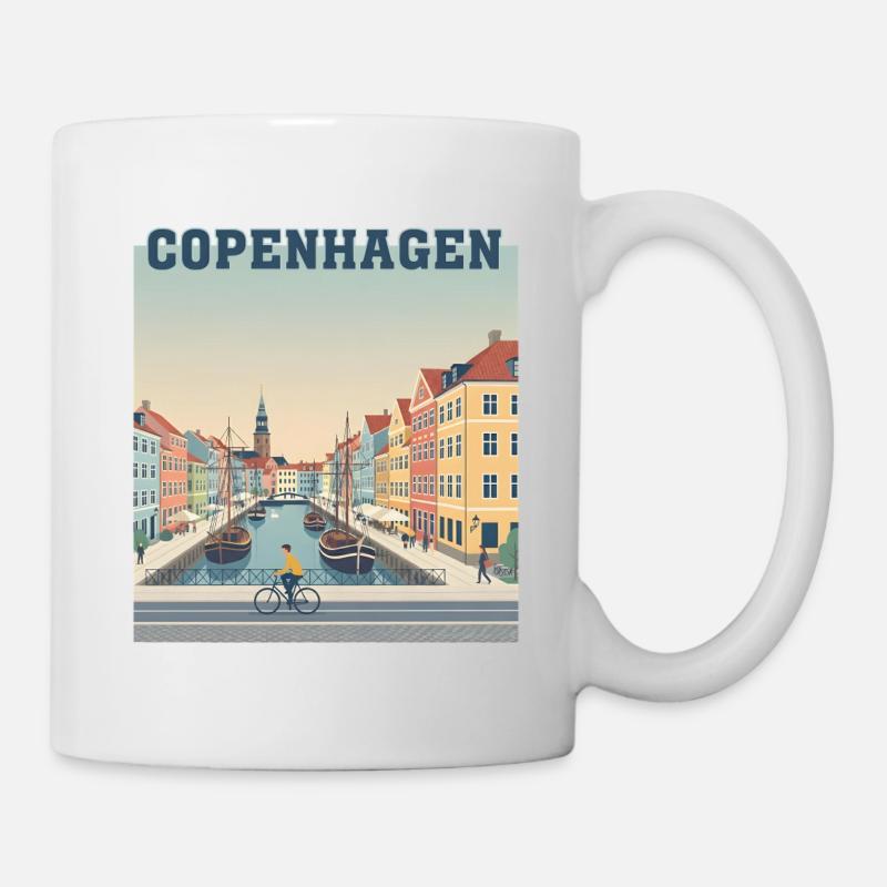 Paysage du canal de Copenhague Port Pastel - Mug blanc - blanc