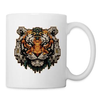Strong pixel tiger in retro look - Mug - white - Right