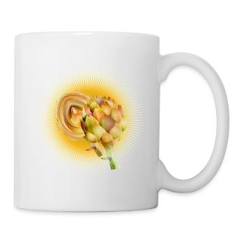 Radiant artichoke with golden wreath of light - Mug - white - Right