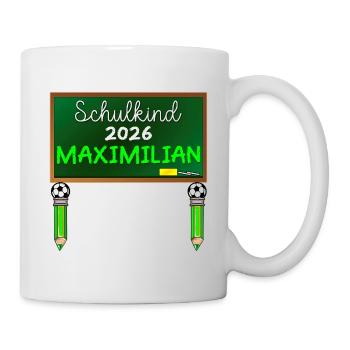 SCHULKIND 2026 MAXIMILIAN GRUNDSCHULE FUßBALL - Tasse - Weiß - Rechts