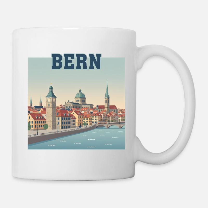 Paysage urbain de Berne Riverside - Mug blanc - blanc