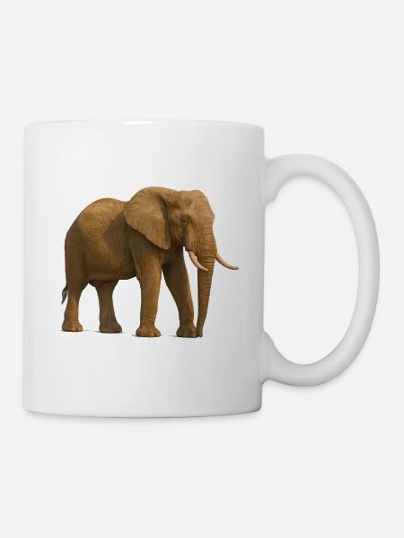 Elefant in Naturtönen - Tasse - Weiß