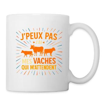 Ich kann nicht, ich habe meine Kühe - Tasse - Weiß - Rechts