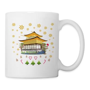 Kyoto, Temple Kinkaku-ji Dessin à la main Noël - Mug blanc - blanc - Droite