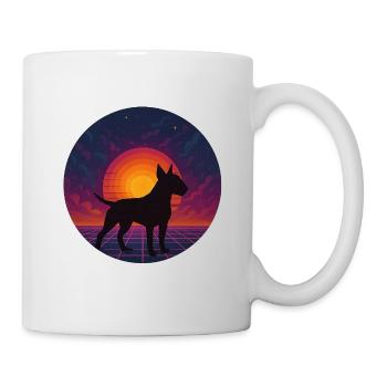 Neon-Sonnenuntergangs-Hund-Silhouette - Tasse - Weiß - Rechts