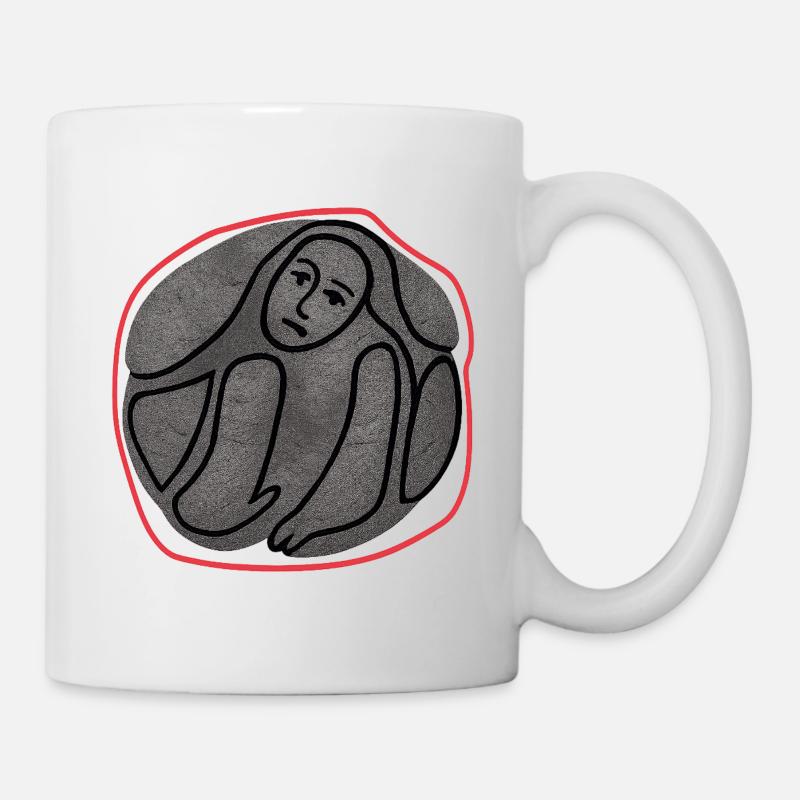 Melancholic creature in a circle - Mug - white